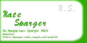mate sparger business card